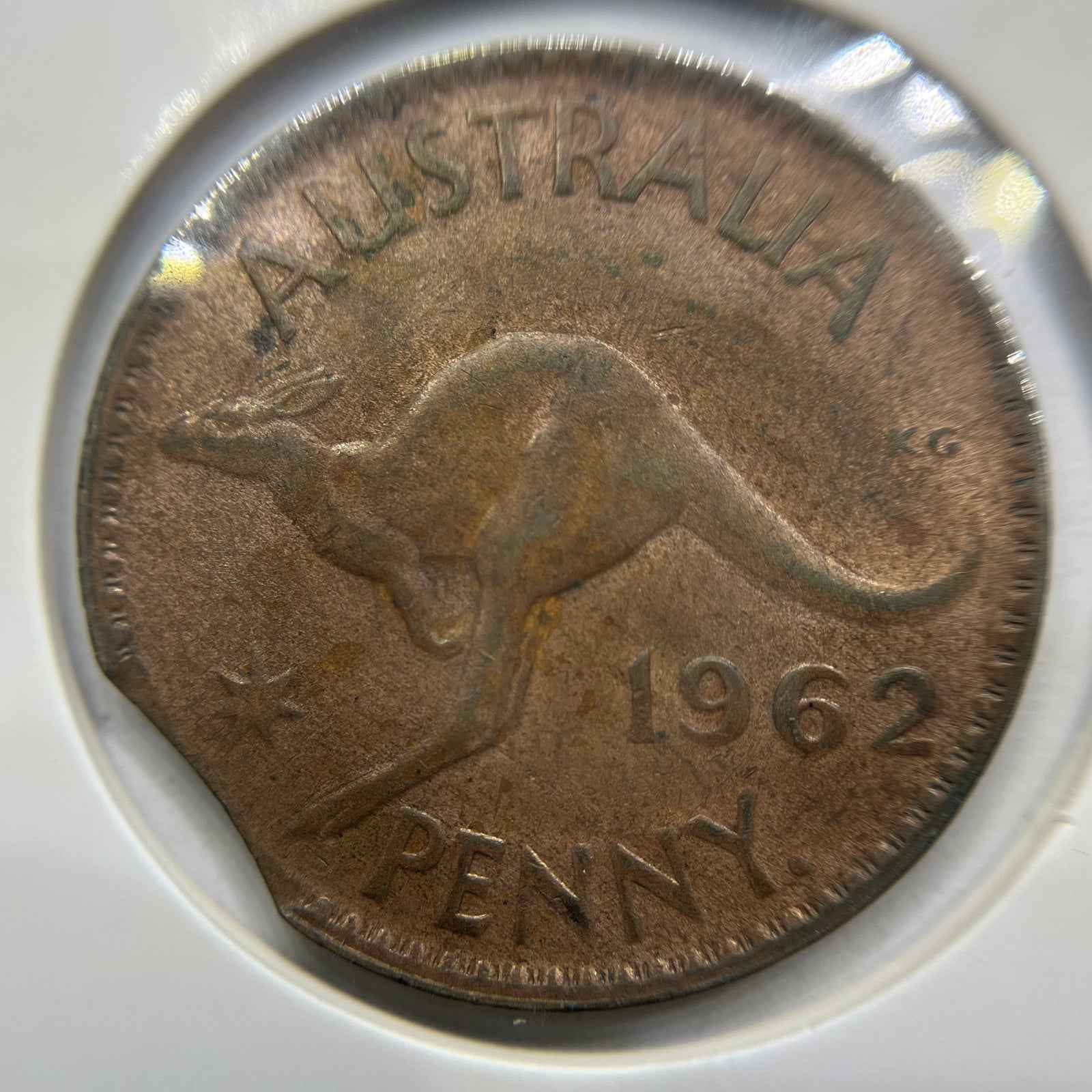 1962 Penny Error Coin - Clipped Planchet Rim Bite - Elizabeth II Australia