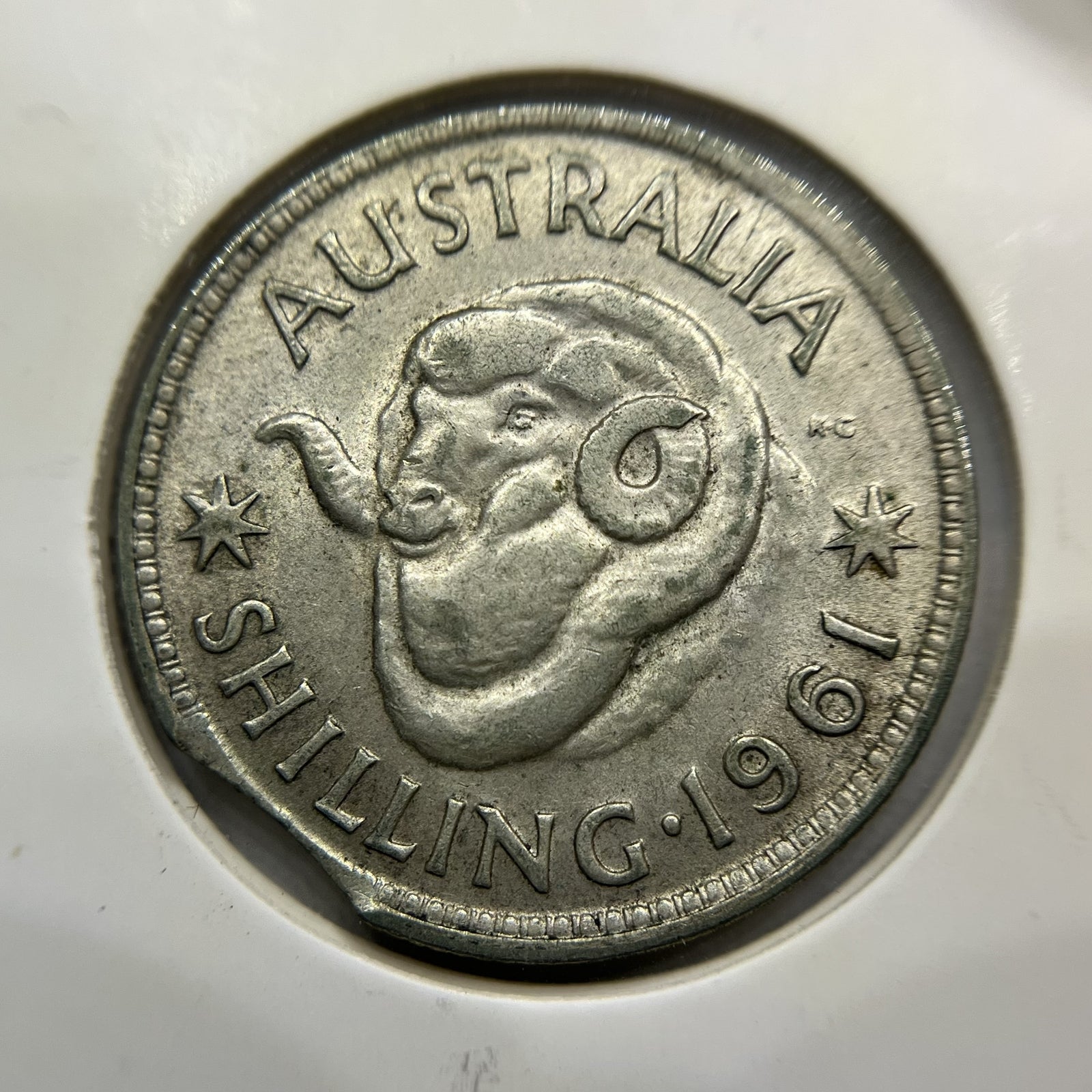 1961 Shilling Error Coin - Clipped Planchet Rim Bite - Silver Elizabeth II