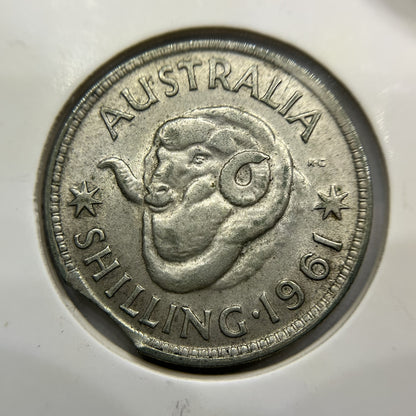 1961 Shilling Error Coin - Clipped Planchet Rim Bite - Silver Elizabeth II