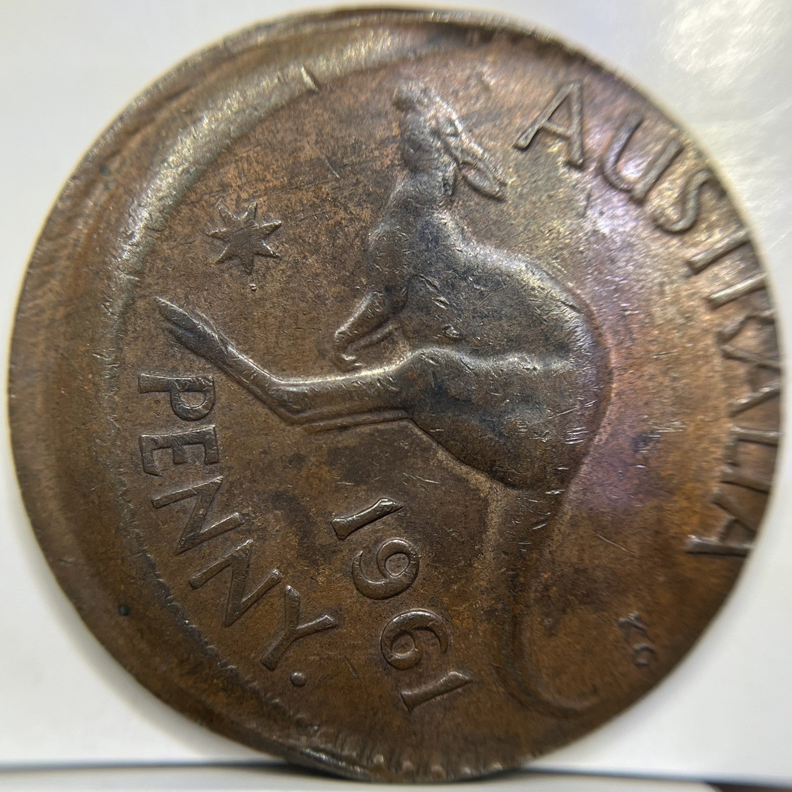 1961 Penny Error Coin - Major Off Centre Strike with Lip EF - Scarce Predecimal