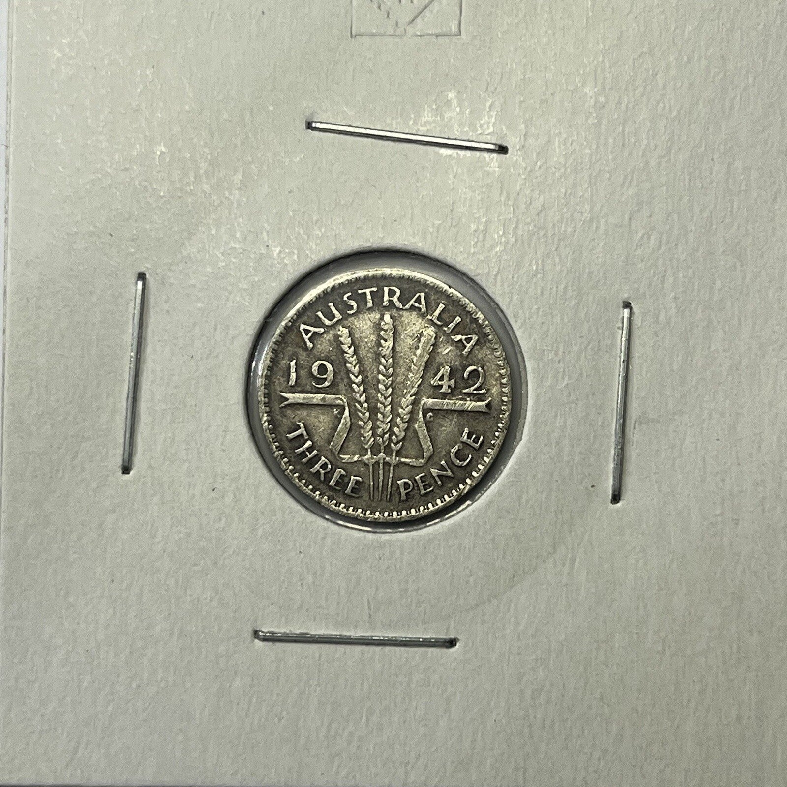 1942 m Threepence Coin - Fine - Key Date Low Mintage George VI Australian