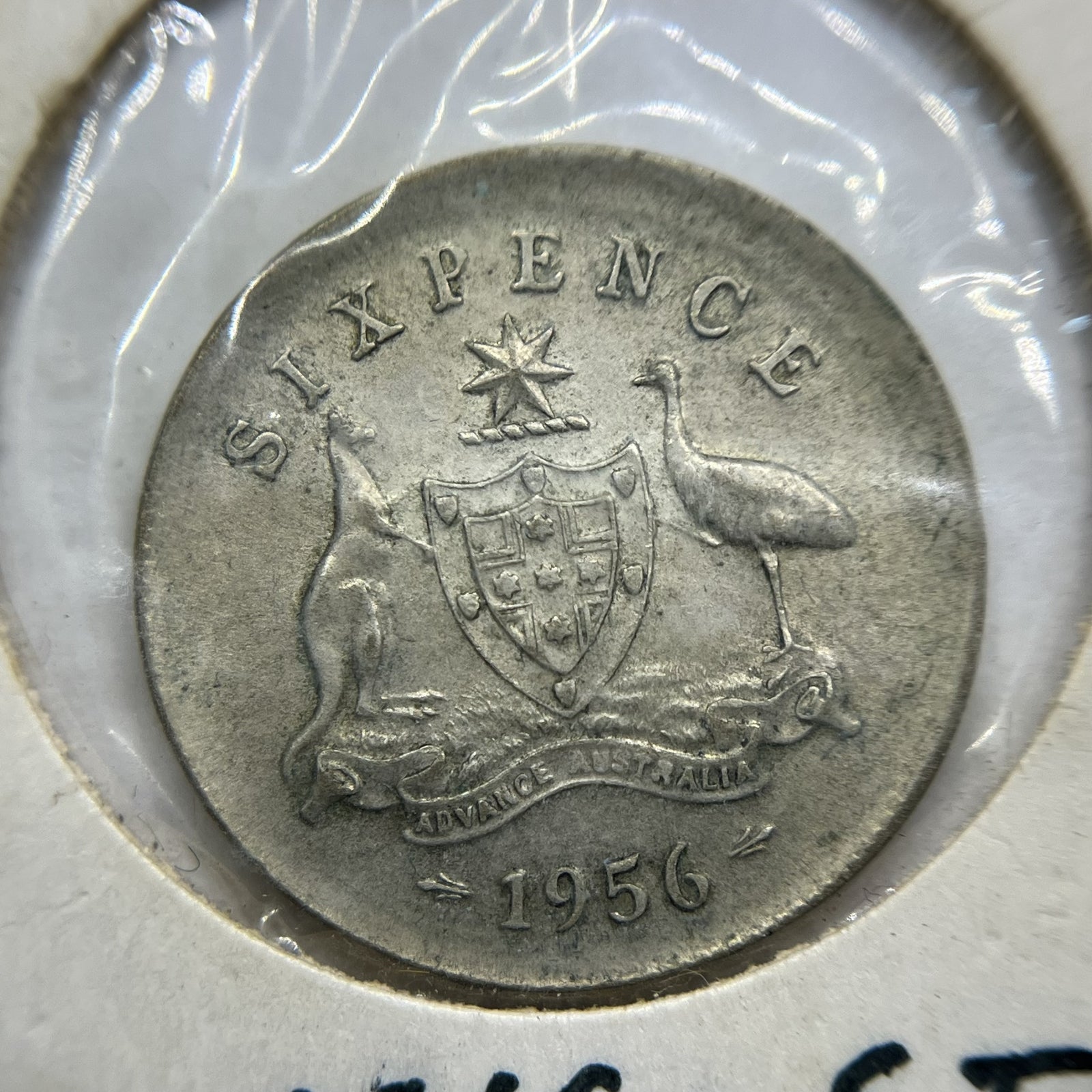 1956 Sixpence Error Coin - Broadstrike Very Fine - Elizabeth II Australia