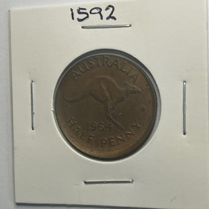 1964 Half Penny Coin - Off Centre Misstrike Error Lip - Scarce Predecimal Collar