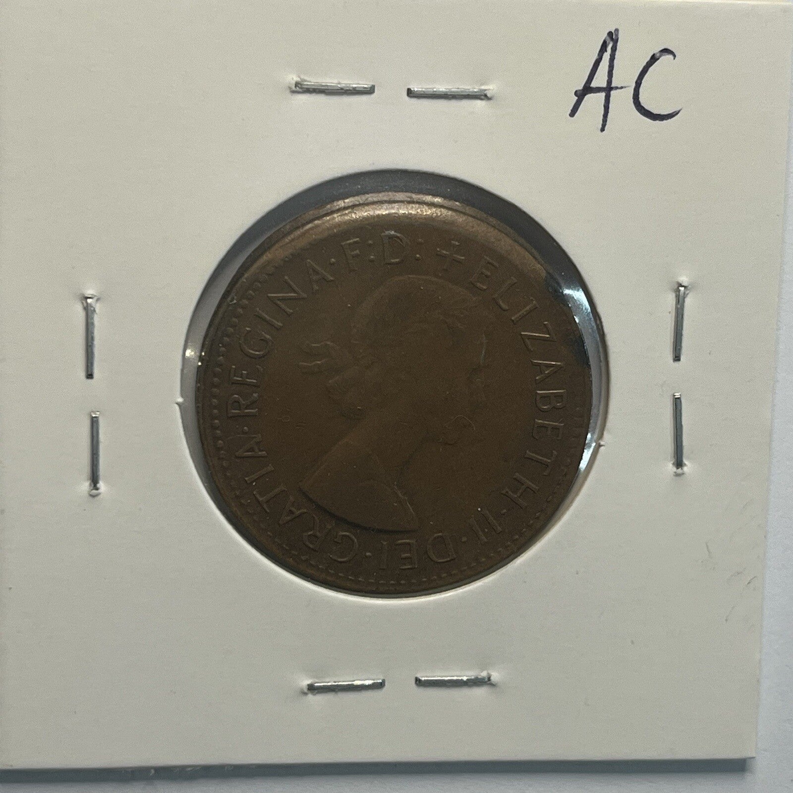 1959 Half Penny Coin - Off Centre Misstrike Error Lip - Scarce Predecimal Collar