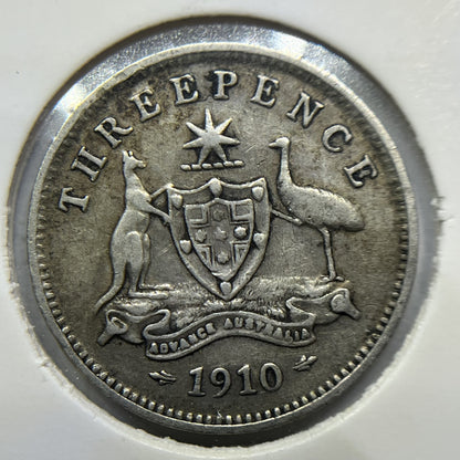 1910 Threepence Coin - Very Fine - Silver Predecimal Edward VII