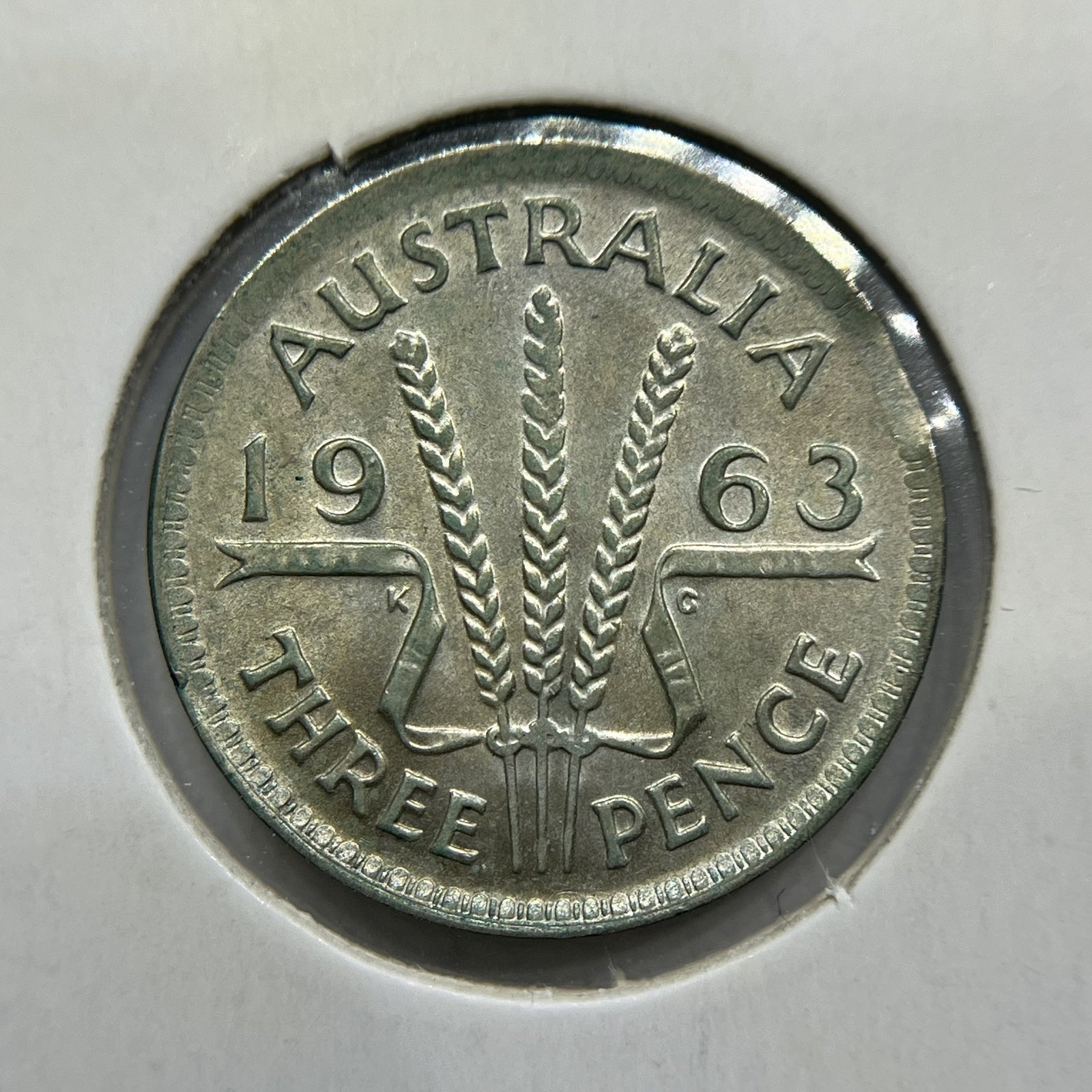1963 Threepence Error Coin - Clipped Planchet Rim Bite VF - Silver