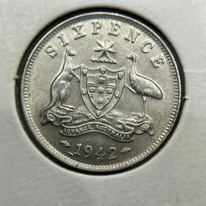 1942 Sixpence Coin - Extremely Fine - George VI Silver Predecimal