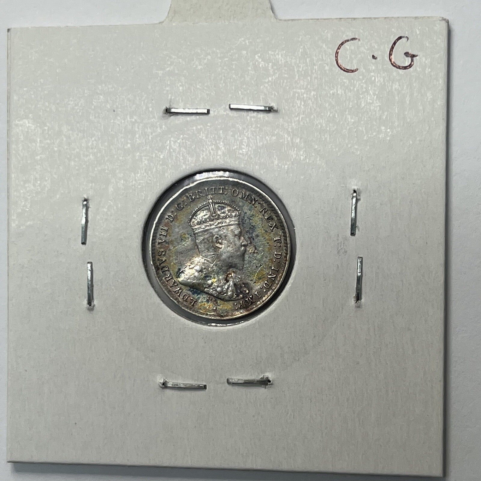 1910 Threepence Coin - almost Extremely Fine aEF - Predecimal Toned Edward II