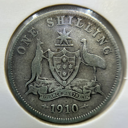 1910 Shilling Coin - Very Good - Edward VII Silver Predecimal First Year
