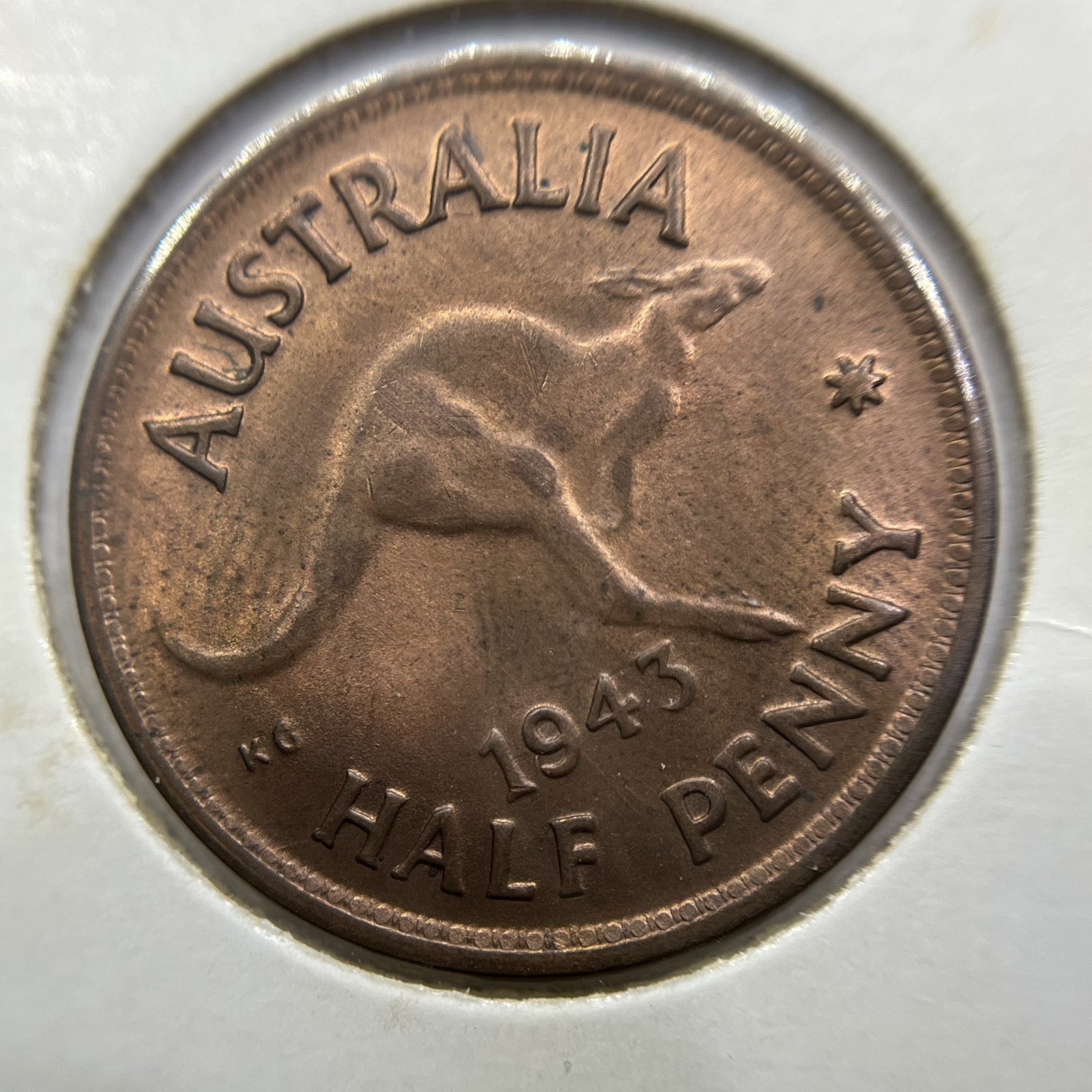 1943 Half Penny Coin - Choice Uncirculated Red - George VI Predecimal