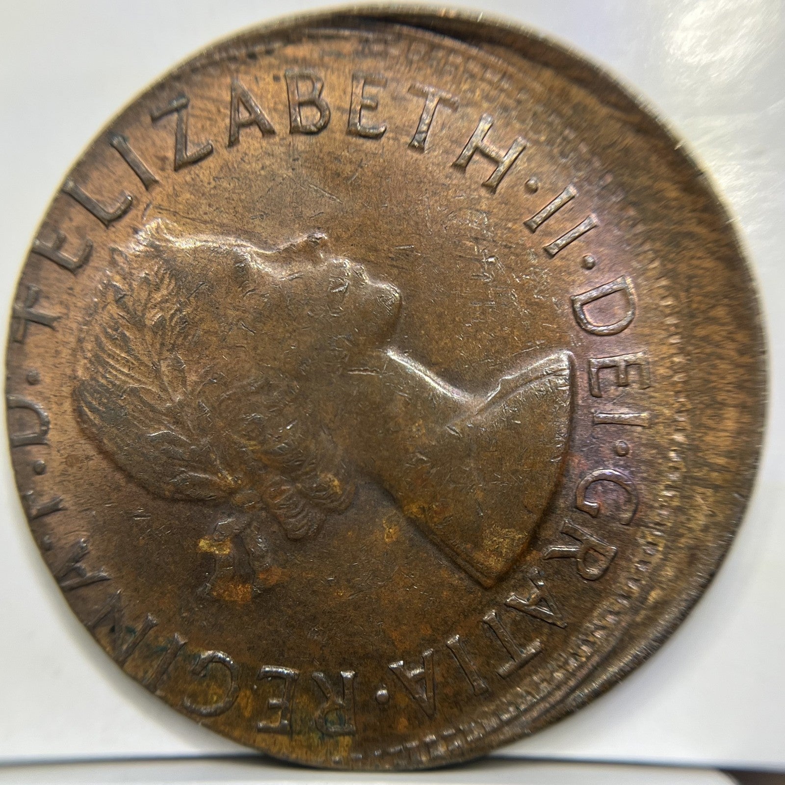 1961 Penny Error Coin - Major Off Centre Strike with Lip EF - Scarce Predecimal