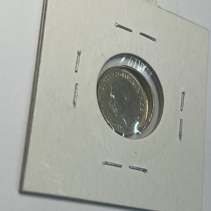 1949 Threepence Coin - Off Centre Misstrike Error HUGE LIP Struck out of Collar