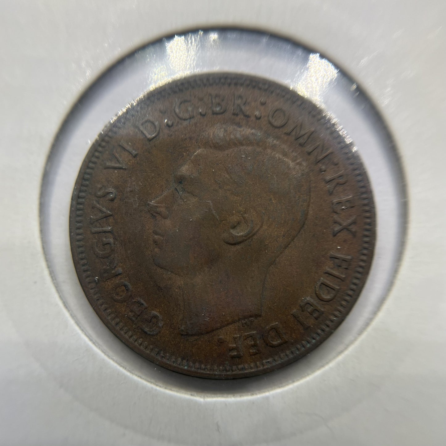 1949 Half Penny Error Coin - Die Fill ???9 on Date - Predecimal George VI