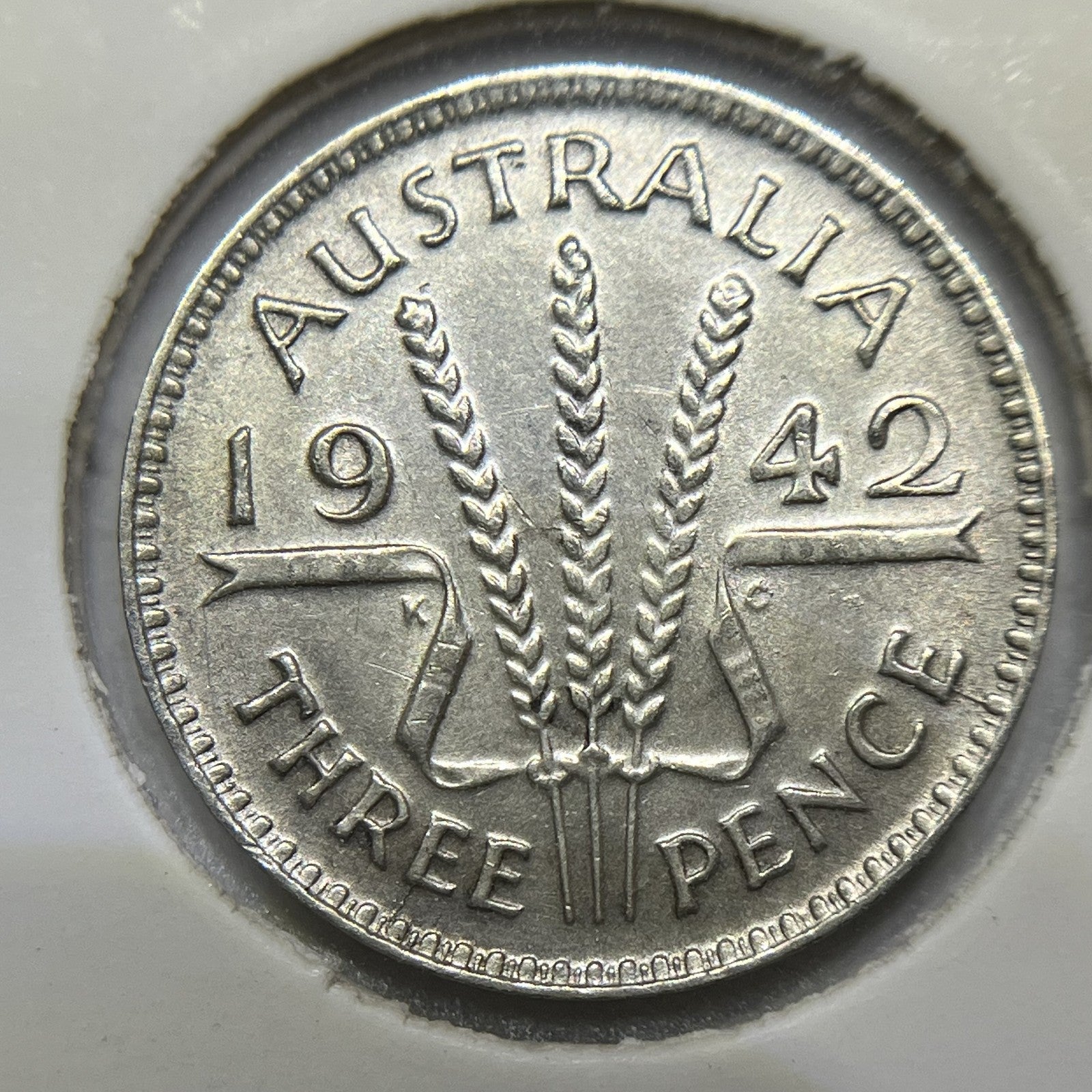 1942 m Threepence Coin - Extremely Fine - Key Date Silver George VI