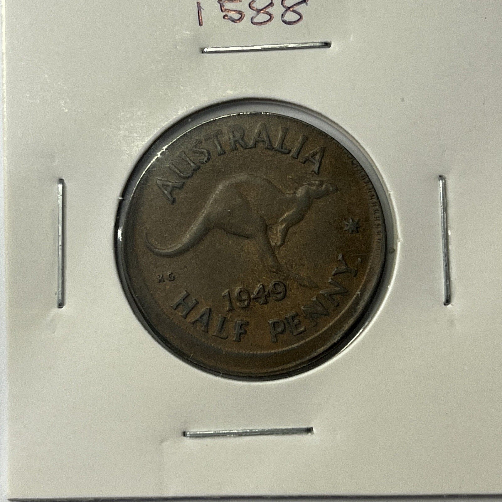 1949 Half Penny Coin - Off Centre Misstrike Error Lip - Scarce Predecimal Collar