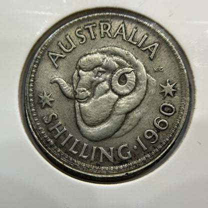 1960 Shilling Error Coin - Struck out of Collar w Lip EF - Silver Elizabeth II