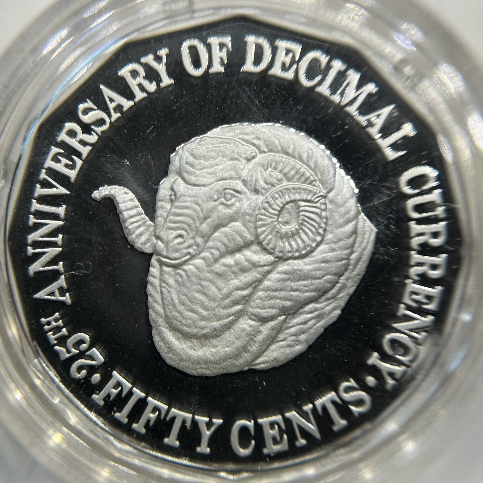 1991 Silver 50 Fifty Cent Proof Rams Head Coin - Ex Masterpieces in Silver Set -