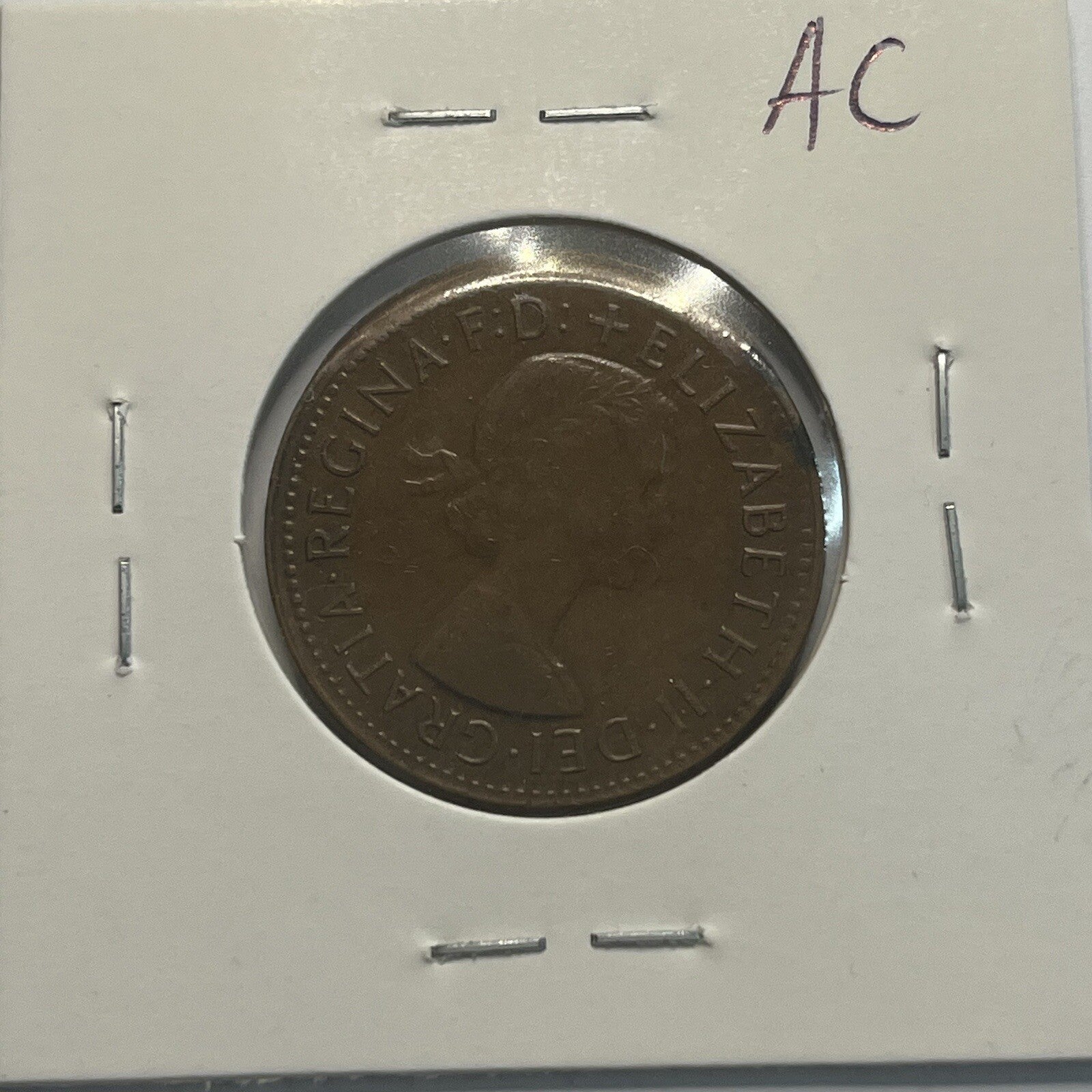 1959 Half Penny Coin - Off Centre Misstrike Error Lip - Scarce Predecimal Collar