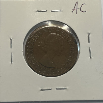 1959 Half Penny Coin - Off Centre Misstrike Error Lip - Scarce Predecimal Collar
