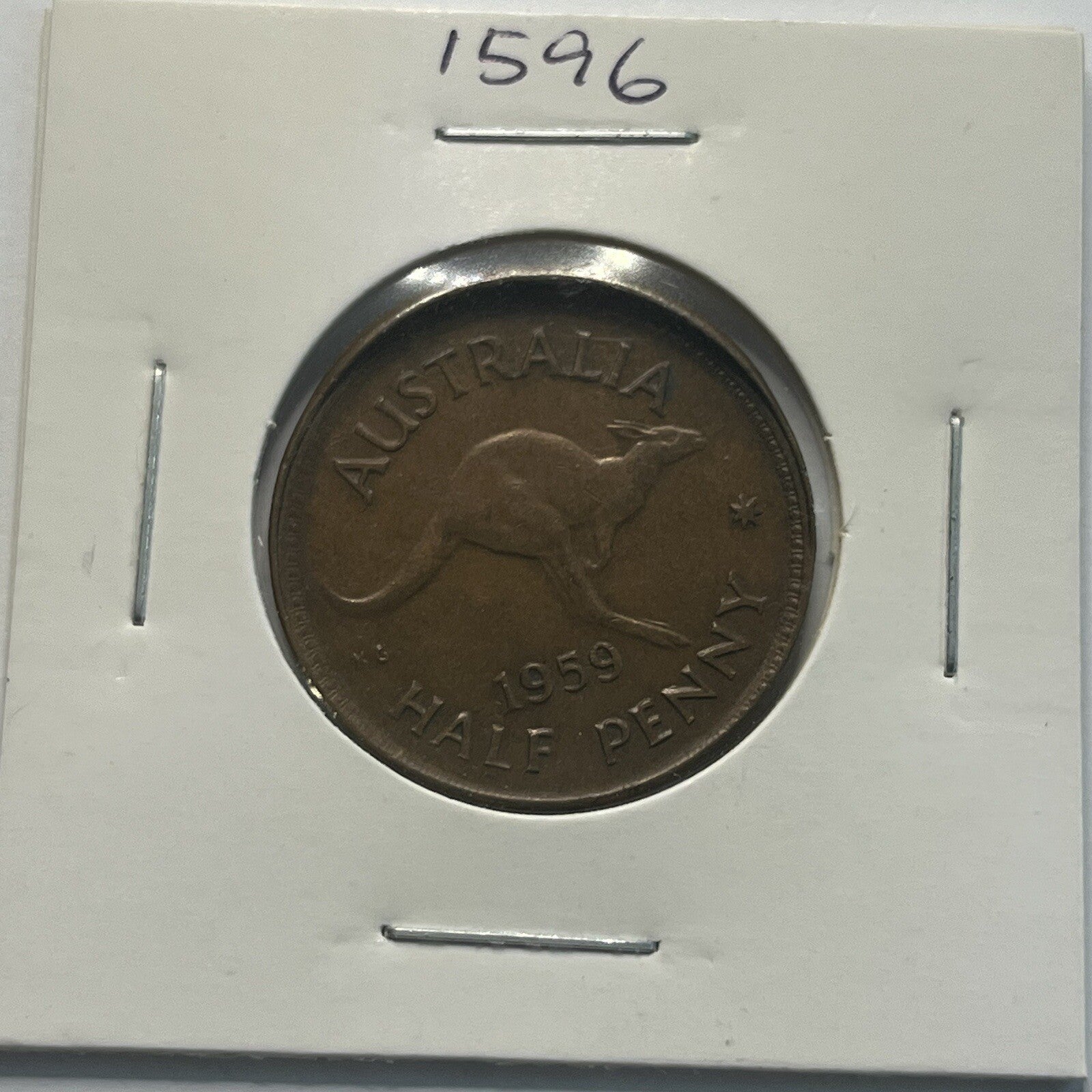 1959 Half Penny Coin - Off Centre Misstrike Error Lip - Scarce Predecimal Collar