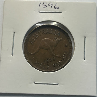 1959 Half Penny Coin - Off Centre Misstrike Error Lip - Scarce Predecimal Collar