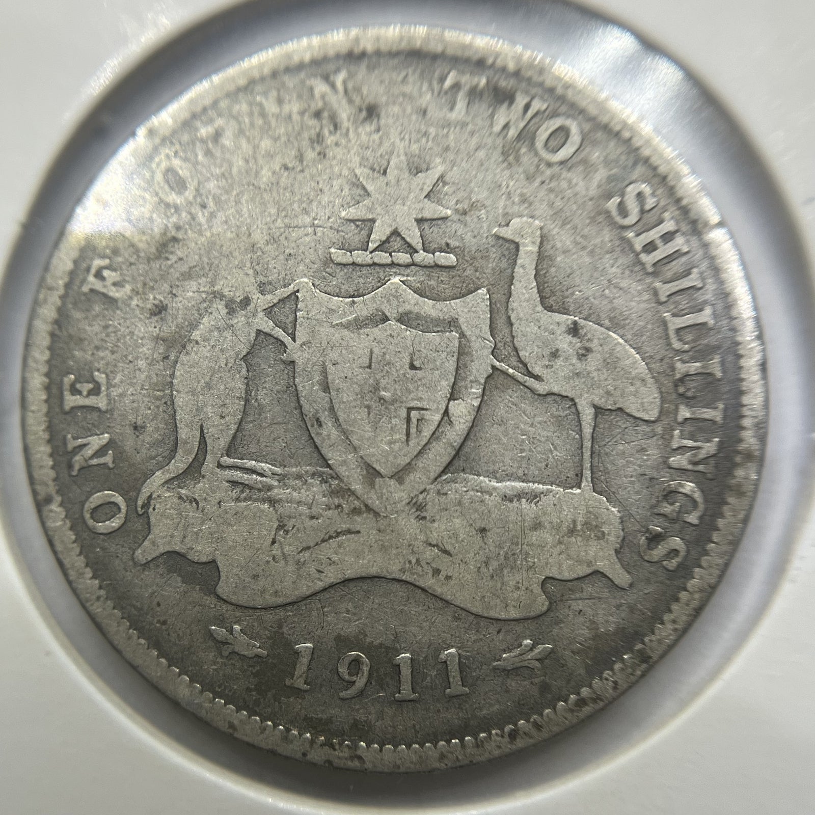 1911 Florin Coin - Very Good - Silver Predecimal Scarce Date George V