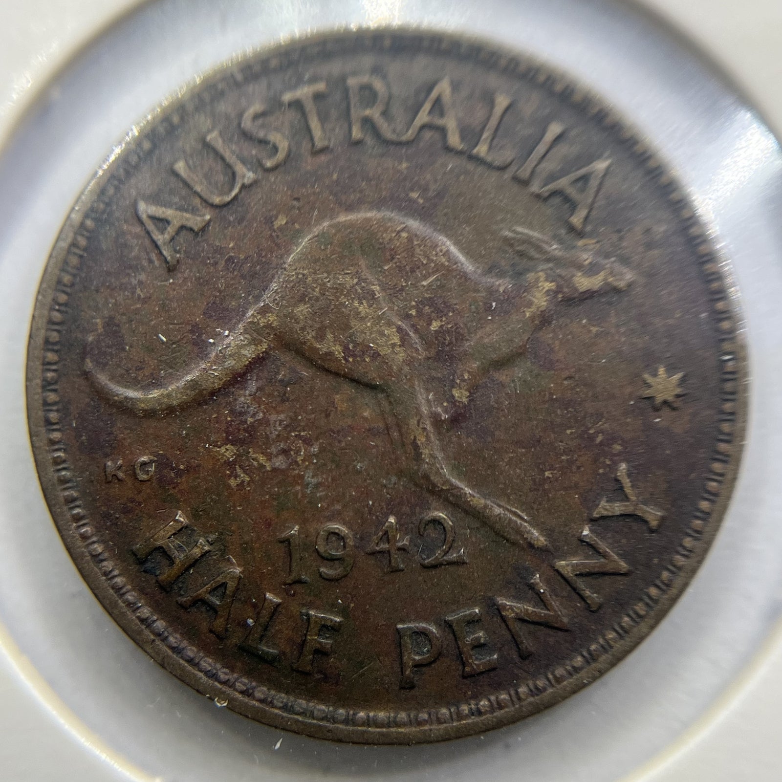 1942 m Half Penny Coin - Fine - George VI Predecimal Australian