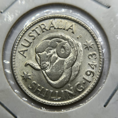 1943 s Shilling Coin - Choice Uncirculated Lustre - George VI Silver Predecimal