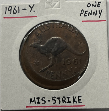 1961 Y. Penny Error Coin - Broadstrike in Choice Uncirculated Grade - Mis-strike