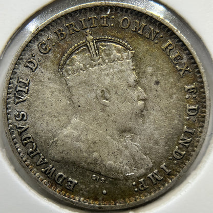1910 Threepence Coin - Very Fine - Silver Edward VI First Year of Issue