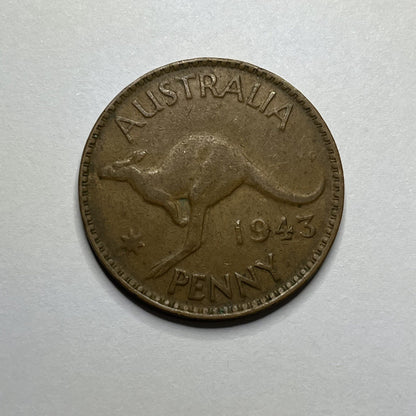 1943 Penny Coin - Australian King George VI Better than Circulated Predecimal