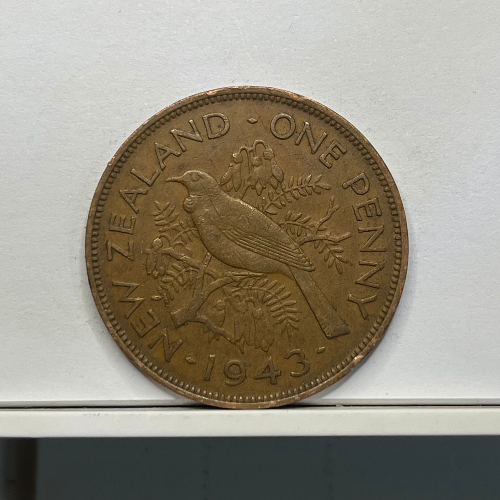 1943 New Zealand Penny Coin - Above Average Circulated - George VI NZ