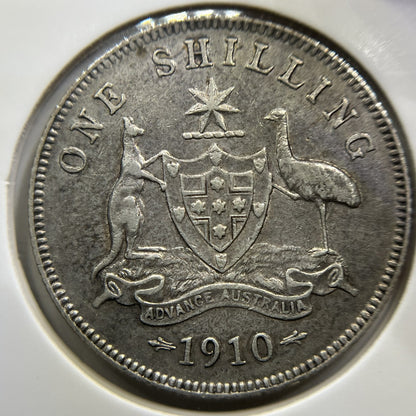 1910 Shilling Coin - almost Extremely Fine - Edward VII Silver First Year