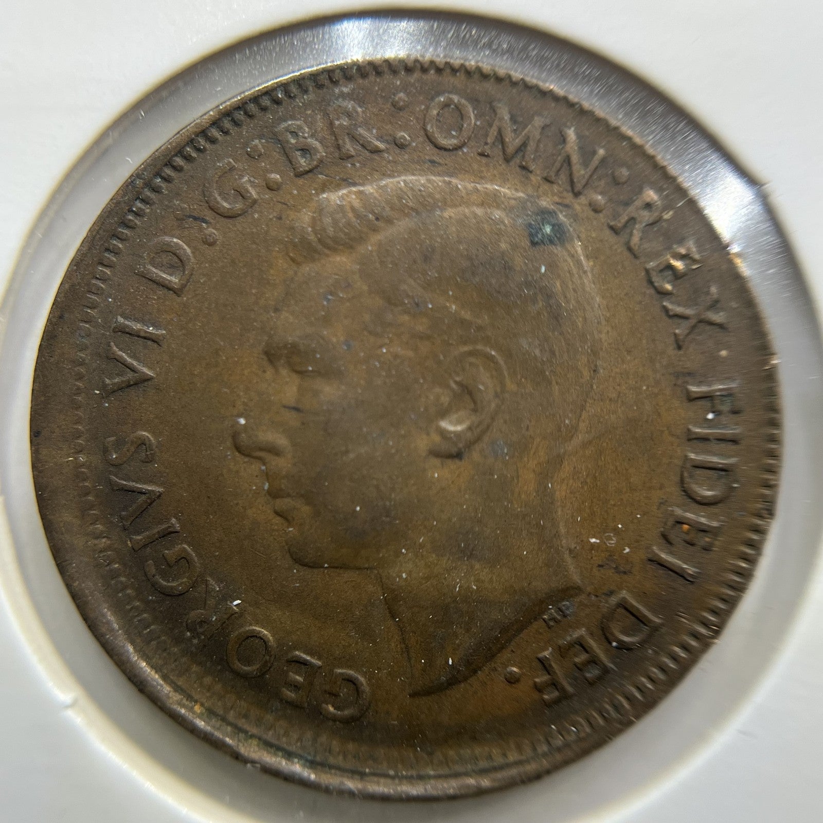 1949 Half Penny Error Coin - Broadstrike VF - George VI Australia