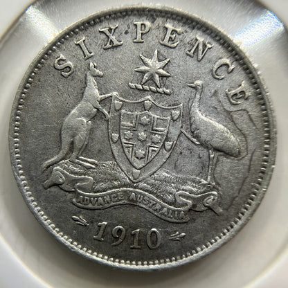 1910 Sixpence Coin - Very Fine - Silver Edward VII