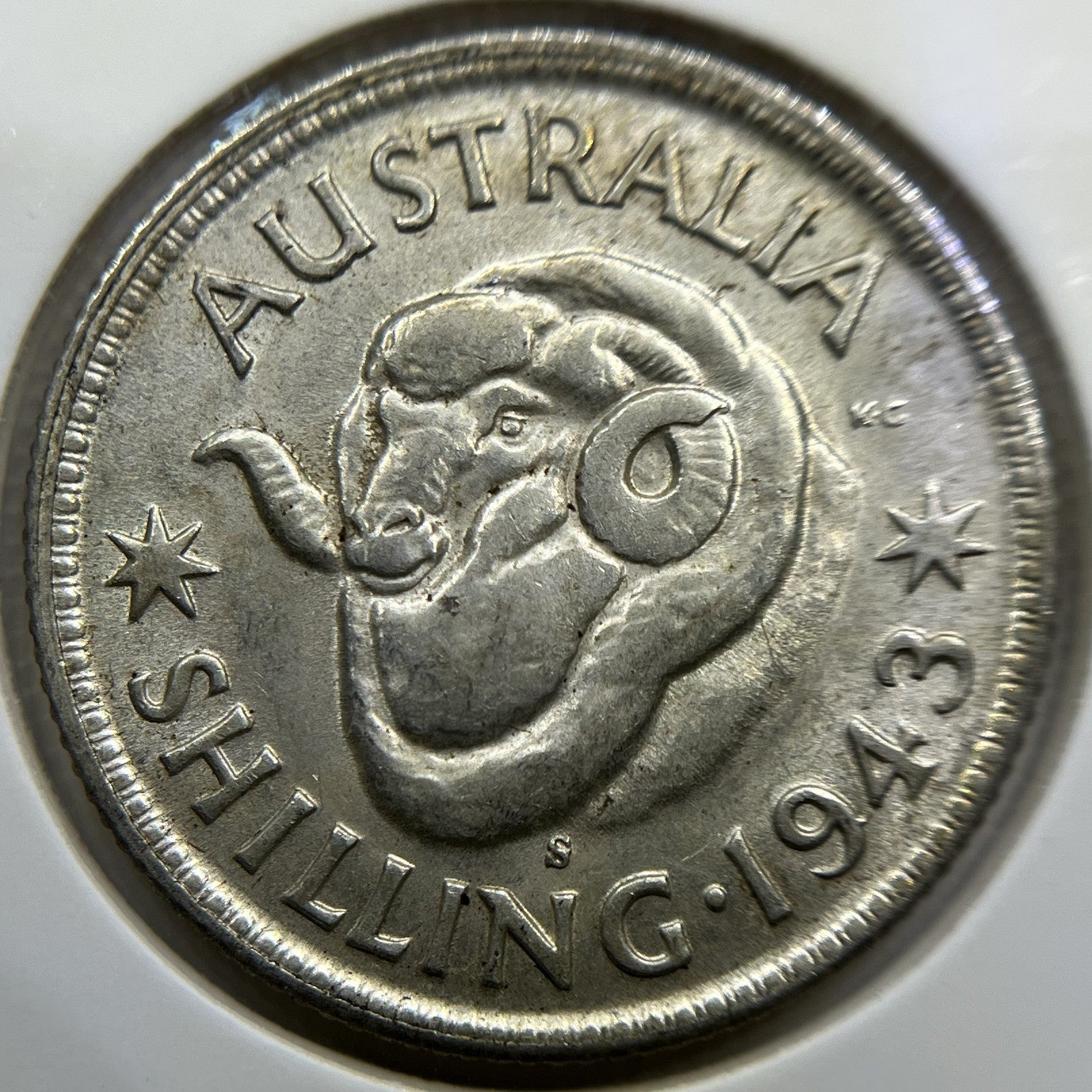 1943 s Shilling Coin - about Uncirculated - George V Silver Predecimal