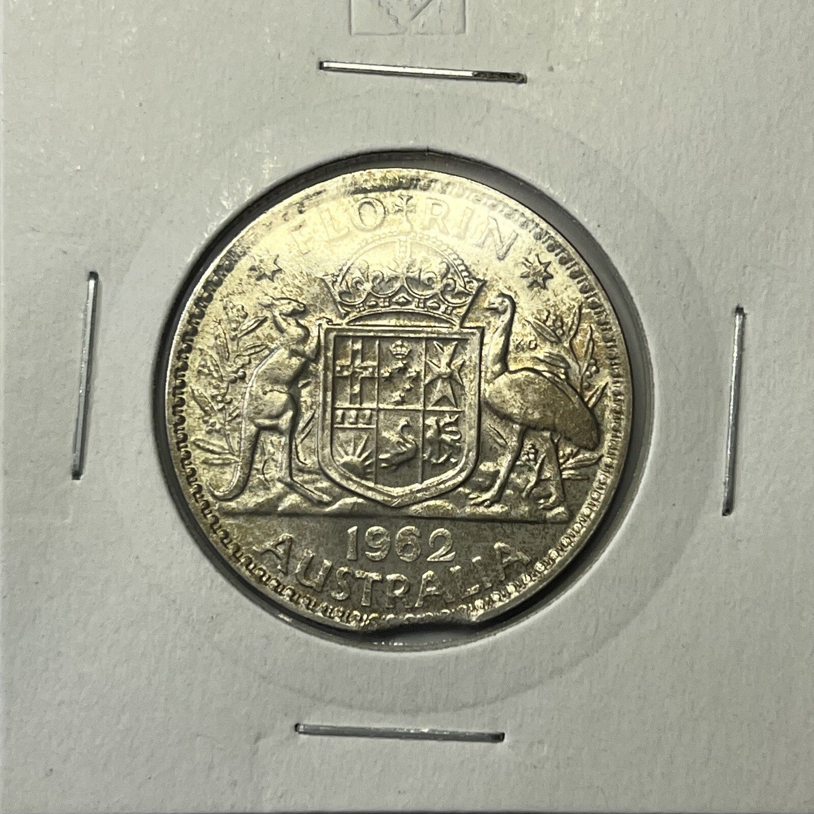 1962 Florin Coin UNC - Clipped Planchet Rim Bite Error - Silver Predecimal Clip