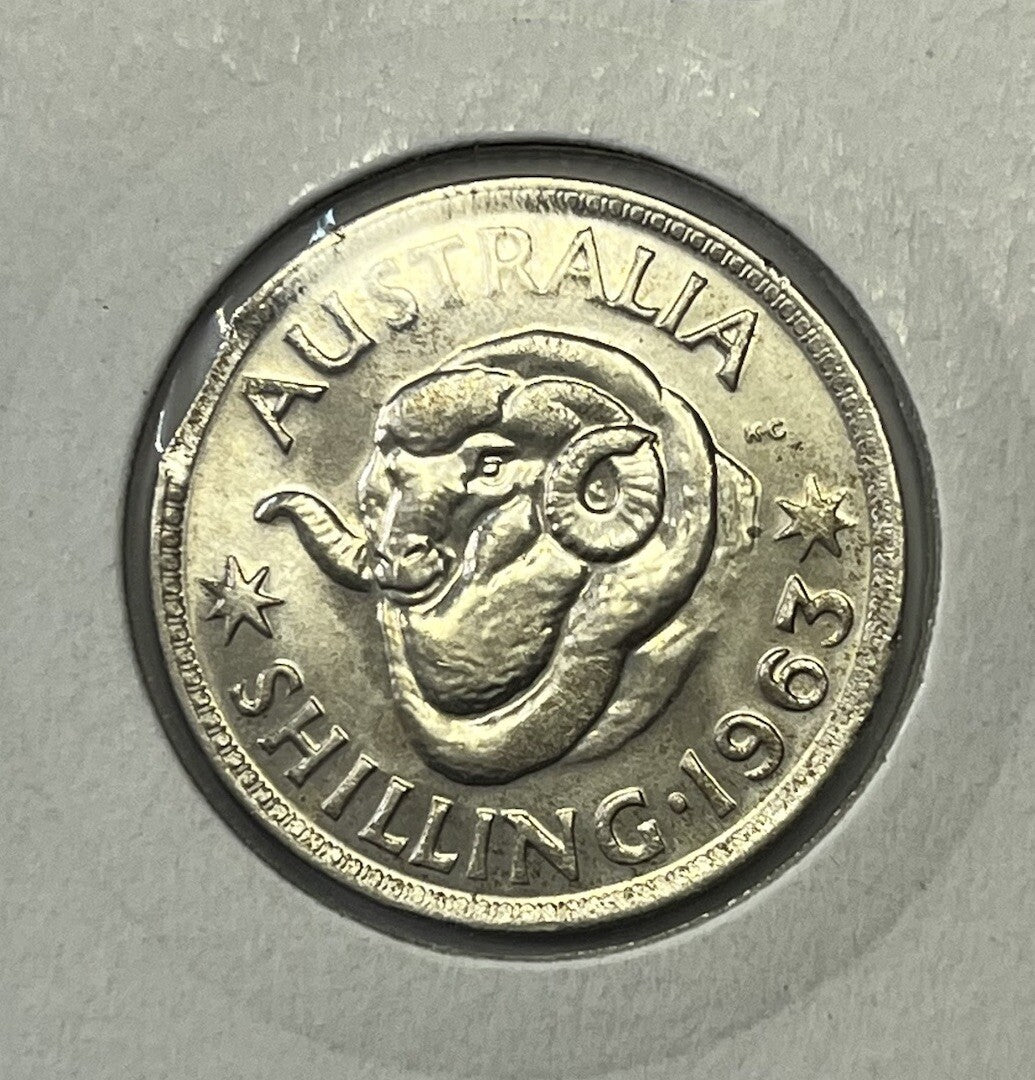 1963 Shilling Coin UNC - Clipped Planchet Rim Bite Error- Silver Predecimal Clip