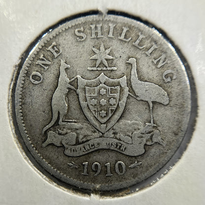 1910 Shilling Coin - Very Good - Edward VII Silver Predecimal First Year