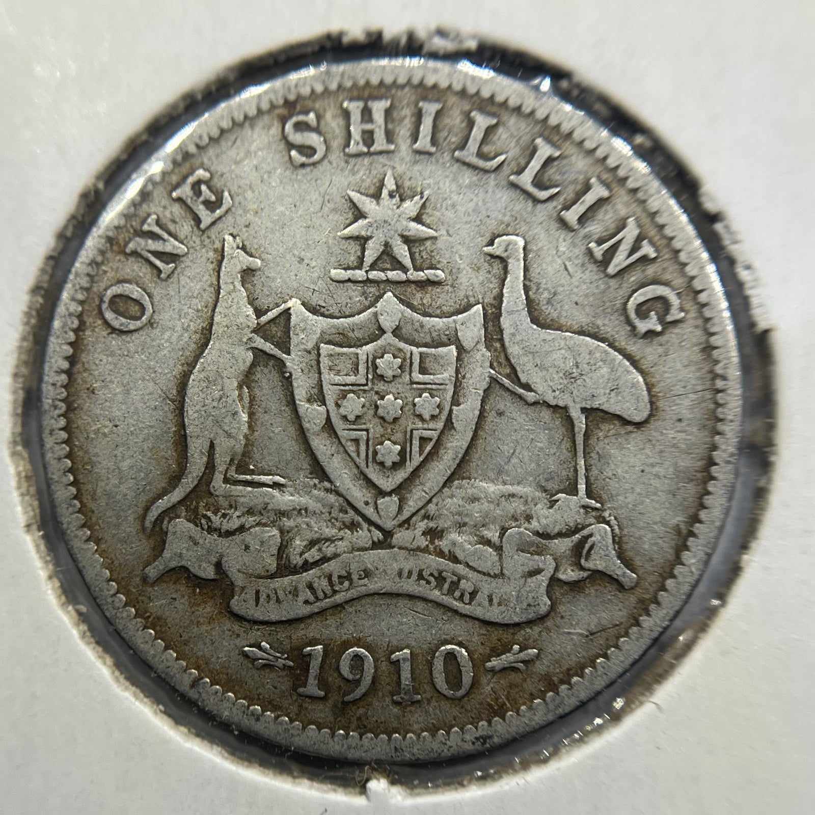 1910 Shilling Coin - almost Fine - Edward VII Silver Predecimal First Year