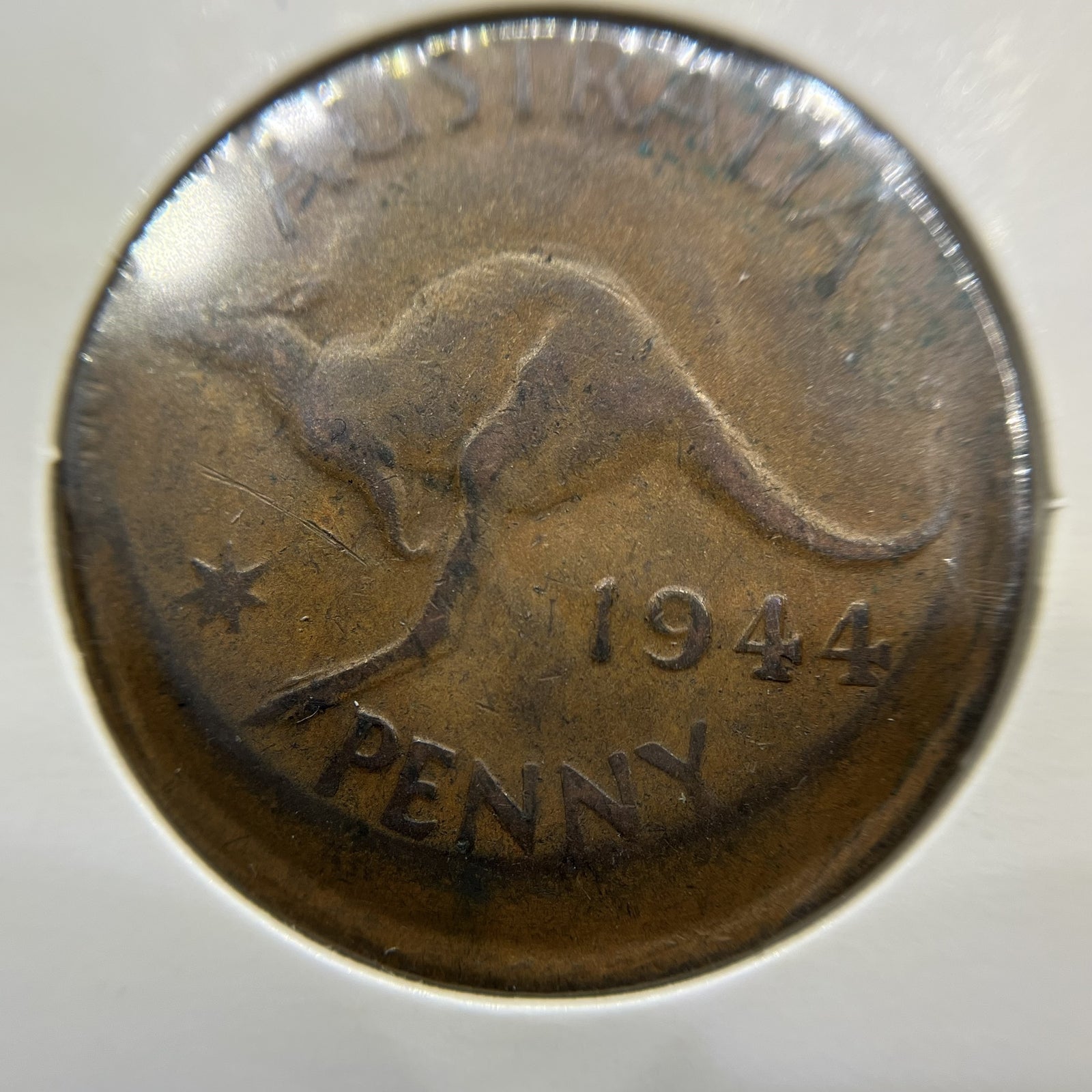 1944 Penny Error Coin - Broadstrike Significant Lip VF - George VI