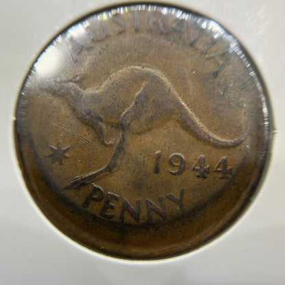 1944 Penny Error Coin - Broadstrike Significant Lip VF - George VI