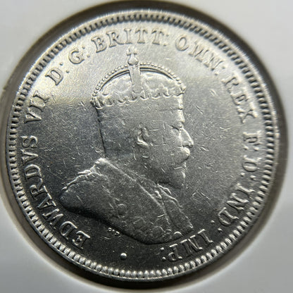 1910 Shilling Coin - Very Fine - Edward VII Silver First Year