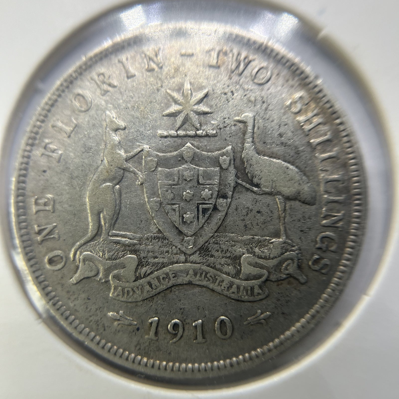1910 Florin Coin - Very Fine - Edward VII Silver Predecimal First Year of Issue