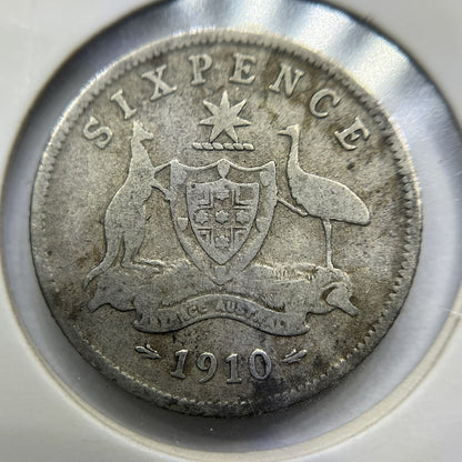1910 Sixpence Coin - Very Fine - Edward VII Silver Predecimal