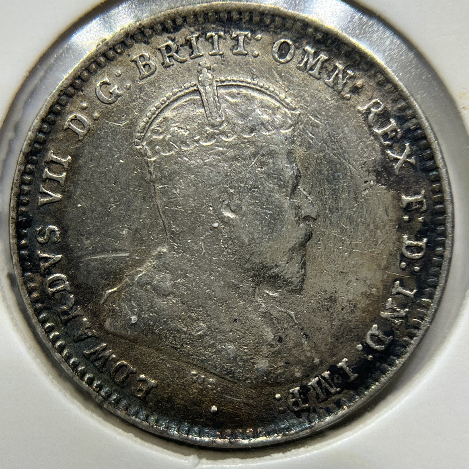 1910 Threepence Coin - Very Fine Toned - Silver Edward VI First Year of Issue