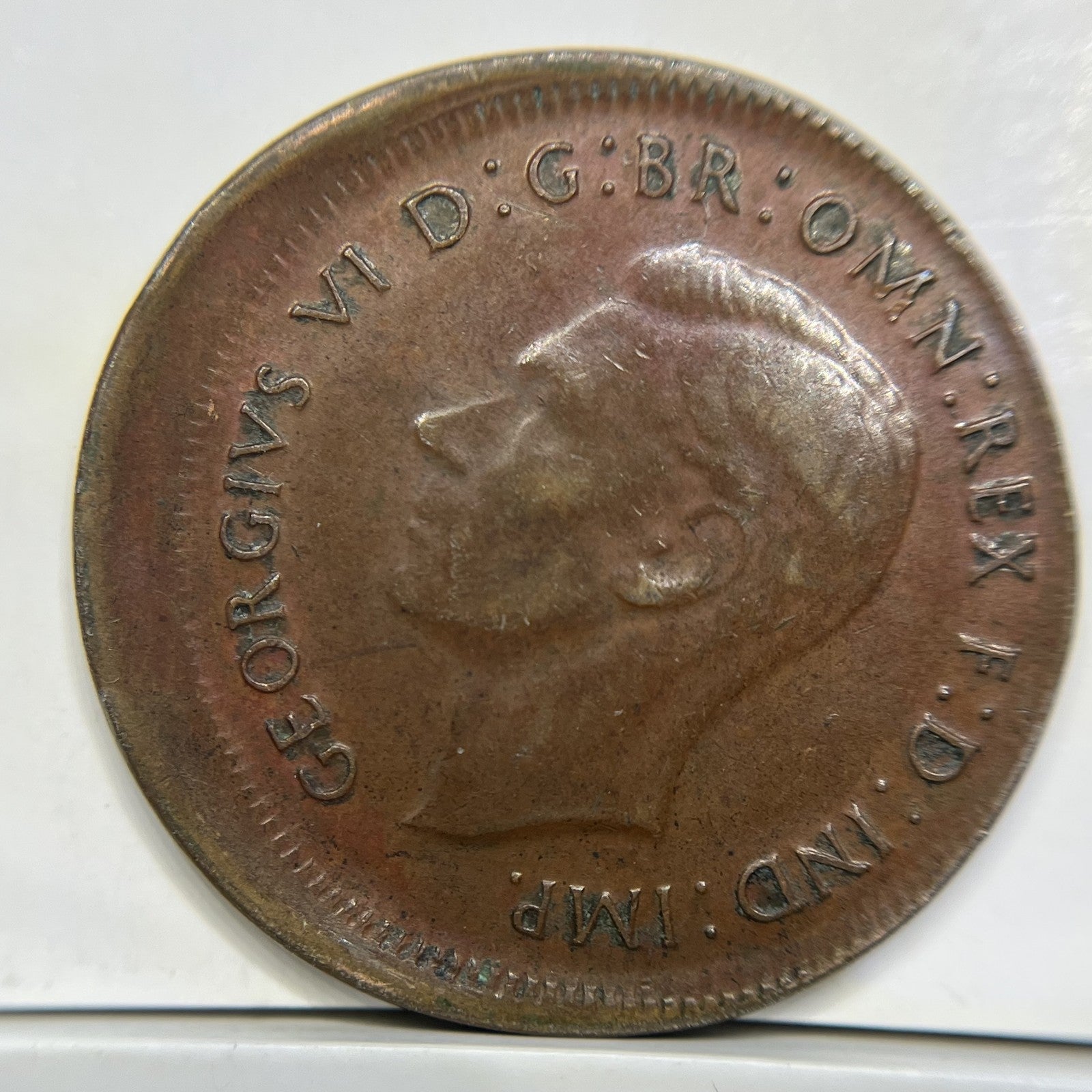 1943 Half Penny Error Coin - Broad Strike with Lip EF - Scarce Predecimal