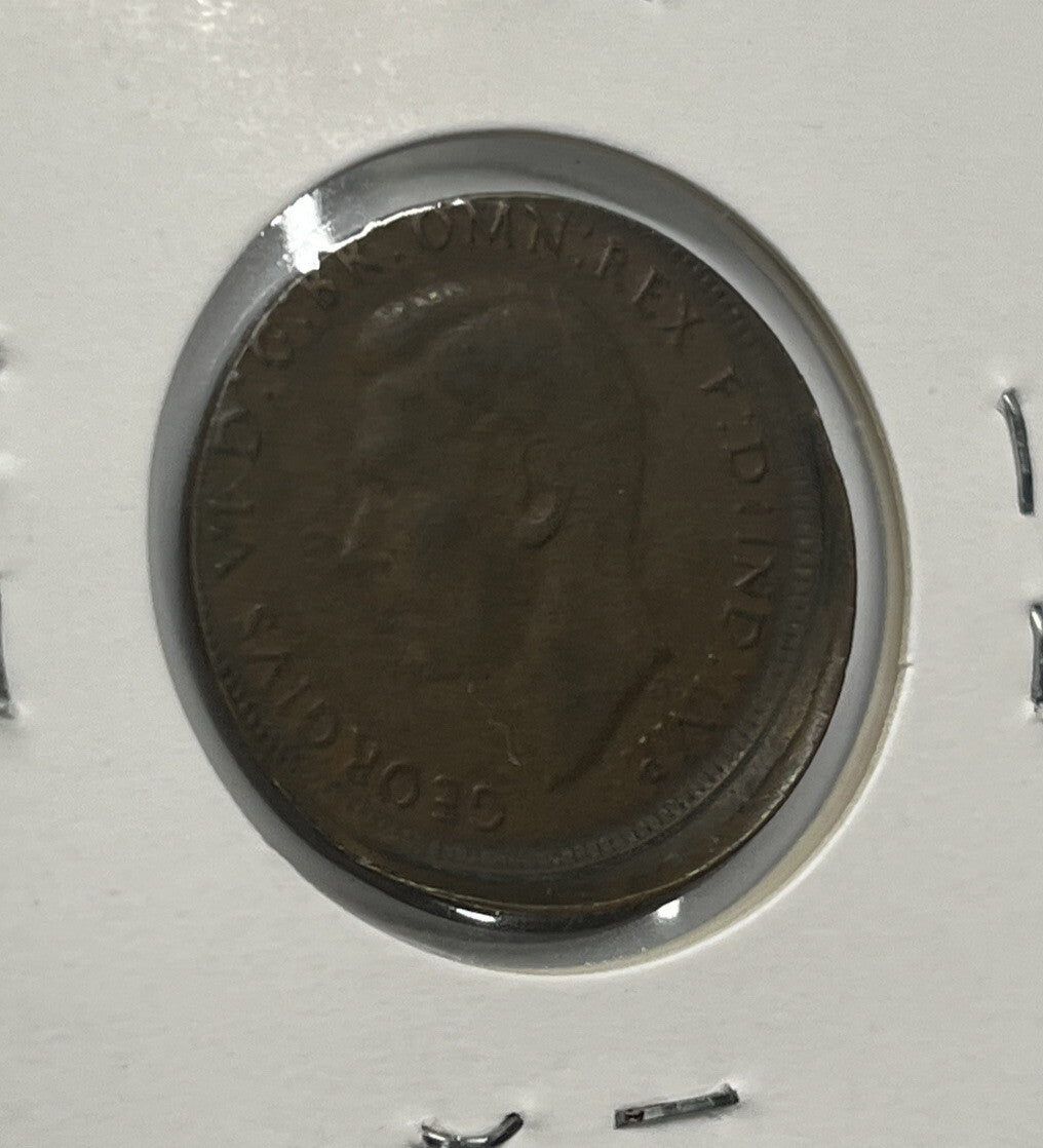 1948 Half-Penny Error Coin - Large Broadstrike With Nice Lip - Mis-strike