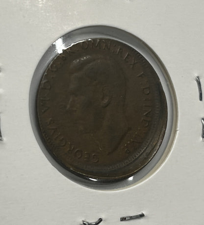 1948 Half-Penny Error Coin - Large Broadstrike With Nice Lip - Mis-strike