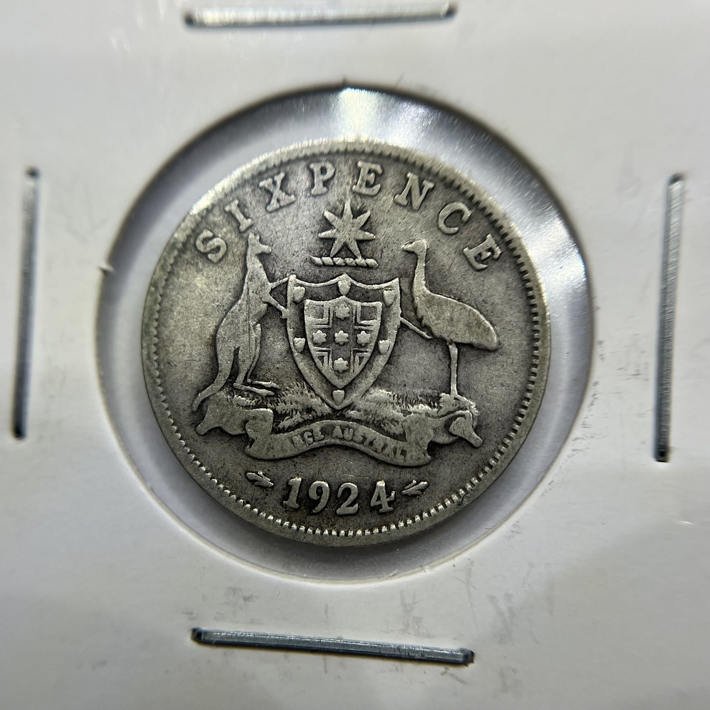 1924 Sixpence Coin - Very Good - George V Silver Predecimal Australian